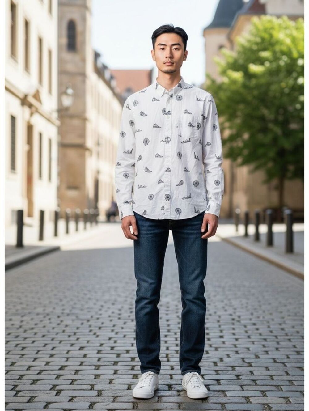 🔥 Frank And Oak Button-Up 🌿 Rare Graphic Print | Medium